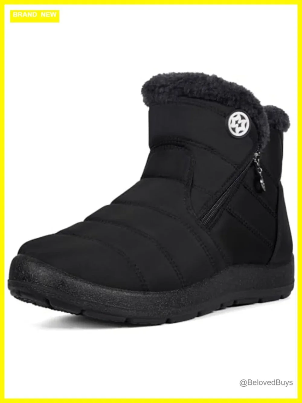 Women's Water Resistant Snow Boots with Faux Fur Lining - Zip Ankle Boots